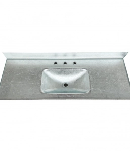 Bright Silver Metallic Glass Vanity Top – Closeout