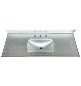 Bright Silver Metallic Glass Vanity Top – Closeout