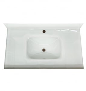 Bright White Glass Single Hole Vanity Top – Closeout