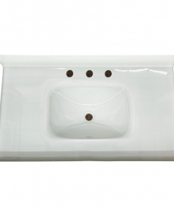 Bright White Glass 8″ Drill Vanity Top – Closeout