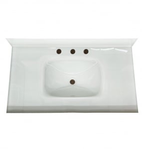 Bright White Glass 8″ Drill Vanity Top – Closeout