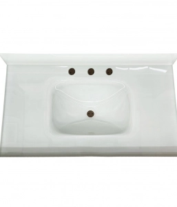 Bright White Glass 8″ Drill Vanity Top – Closeout