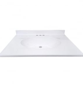 Classic White Oval Cultured Marble Vanity Top