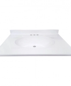 Classic White Oval Cultured Marble Vanity Top