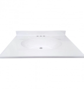 Classic White Oval Cultured Marble Vanity Top