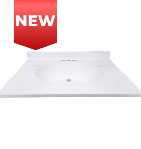 Classic White Oval Cultured Marble Vanity Top