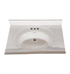 Contractor White Cream Cultured Marble Vanity Top – Closeout