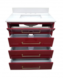 Cumberland High Gloss Red Vanity & Top – Closeout