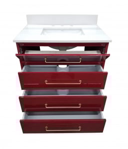 Cumberland High Gloss Red Vanity & Top – Closeout