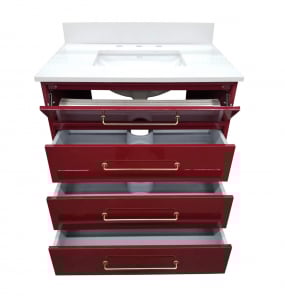 Cumberland High Gloss Red Vanity & Top – Closeout