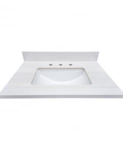 Duna White Sintered Stone 8″ Drill Vanity Top