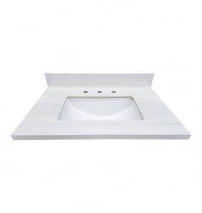 Duna White Sintered Stone 8″ Drill Vanity Top