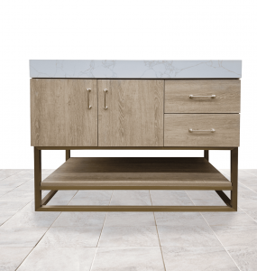Evita Natural – Gold Frame Vanity & Top  – Closeout