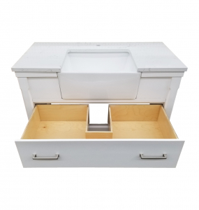 Farmhouse Quartz White Vanity & Top – Closeout