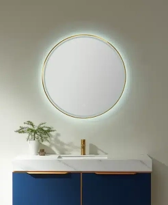 Tulum Circle Gold Frame LED Mirror