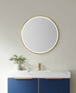 Tulum Circle Gold Frame LED Mirror