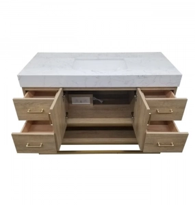 Evita Natural – Gold Frame Vanity & Top  – Closeout
