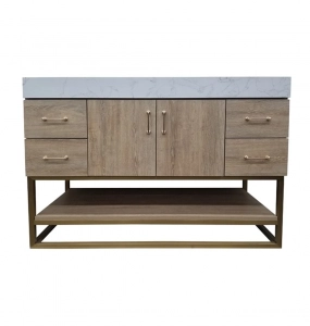 Evita Natural – Gold Frame Vanity & Top  – Closeout