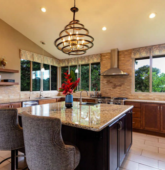 kitchen with stone counter tops