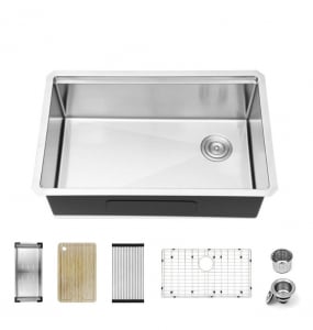 Stainless Steel Undermount Kitchen Sink – Single (Includes Accessories)