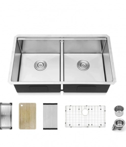 Stainless Steel Undermount Kitchen Sink – Double (Includes Accessories)