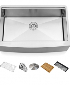 Stainless Steel Farmhouse Kitchen Sink – Single (Includes Accessories)