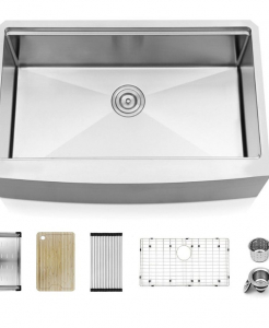 Stainless Steel Farmhouse Kitchen Sink – Single With Center Drain (Includes Accessories)