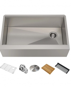 Stainless Steel Farmhouse Kitchen Sink – Single (Includes Accessories)