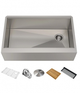 Stainless Steel Farmhouse Kitchen Sink With Right Offset Drain – Single (Includes Accessories)