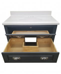 Mystique Blue Open Shelf Vanity – Closeout