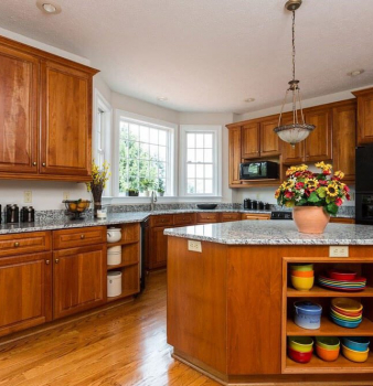 open shelving rustic kitchen