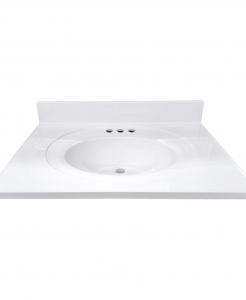 Polar White Oval Cultured Marble Vanity Top