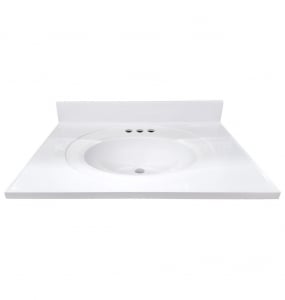 Polar White Oval Cultured Marble Vanity Top