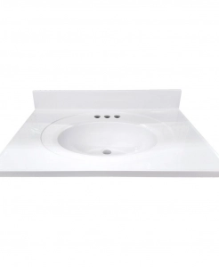 Polar White Oval Cultured Marble Vanity Top – Closeout
