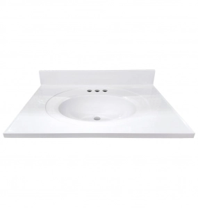 Polar White Oval Cultured Marble Vanity Top – Closeout