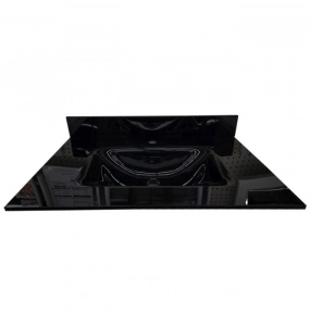 Polished Black Crystal Glass Single Hole Vanity Top – Closeout