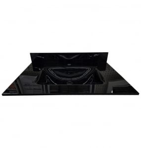 Polished Black Crystal Glass Single Hole Vanity Top – Closeout