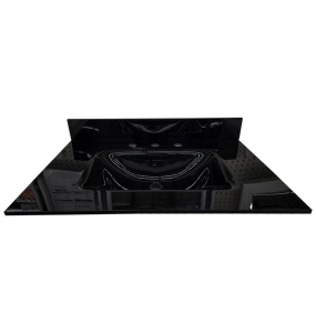 Polished Black Crystal Glass 8″ Drill Vanity Top – Closeout