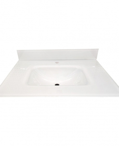 Polished Super White Glass Single Hole Vanity Top