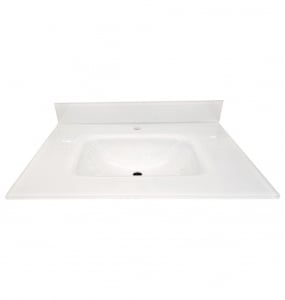 Polished Super White Glass Single Hole Vanity Top