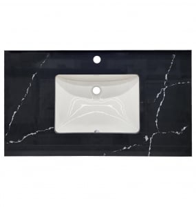 Pure Marquina Single Hole Quartz Vanity Top