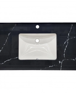 Pure Marquina Single Hole Quartz Vanity Top – Closeout