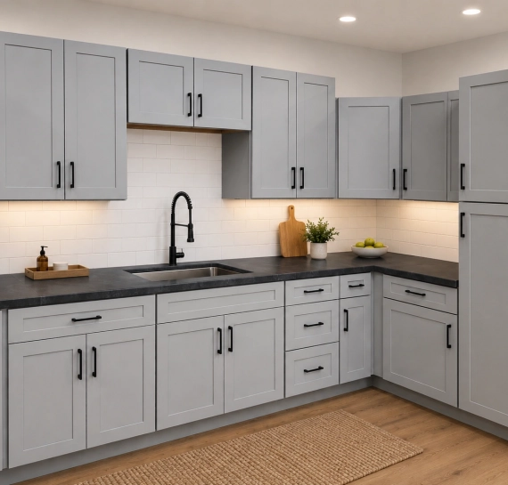 Santana Pebble Grey Kitchen Cabinets