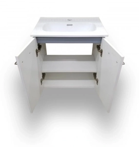 Street Gloss White Wall Hung Vanity, Top & Mirror Combo