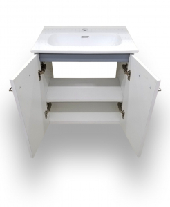 Street Gloss White Wall Hung Vanity, Top & Mirror Combo
