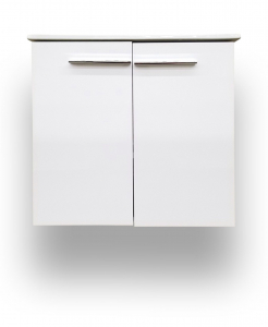 Street Gloss White Wall Hung Vanity, Top & Mirror Combo