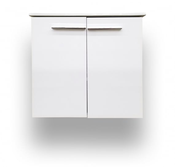 Street Gloss White Wall Hung Vanity, Top & Mirror Combo