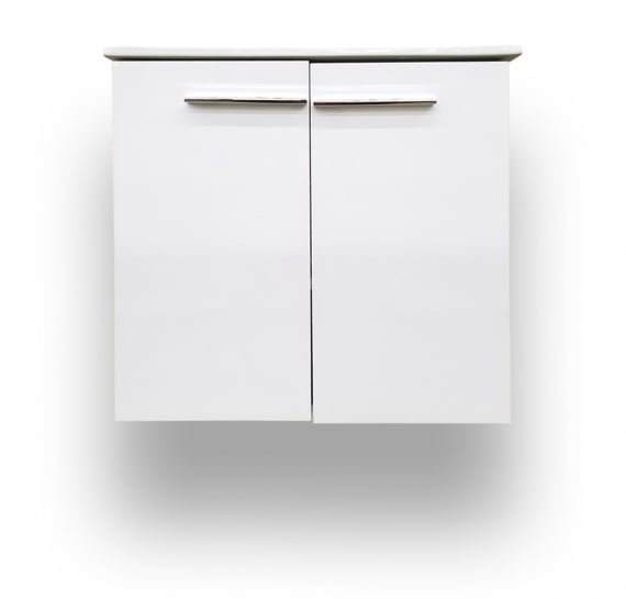 Street Gloss White Wall Hung Vanity, Top & Mirror Combo