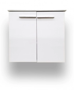 Street Gloss White Wall Hung Vanity, Top & Mirror Combo