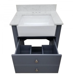 Vita Farmhouse Grey Vanity, Top & Mirror Combo